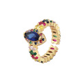 Shangjie Oem Anillo stilvolle Mode Kupferfarbe Diamantring Indianer Goldplattendring Trendy Hip Hop Zirkon Frauen Ring Ring